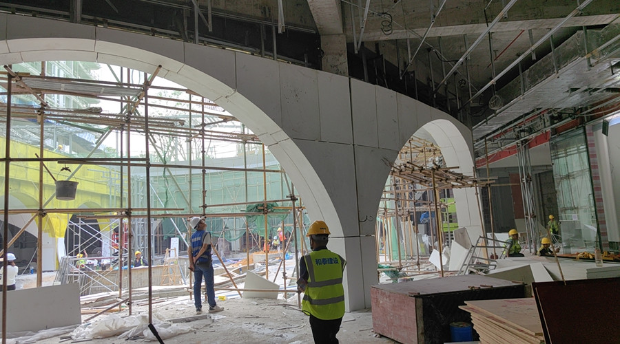 GRG異形構件安裝中 GRG異形構件安裝中